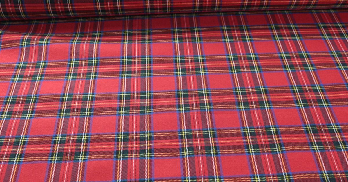 Schotse ruit stretch stewart rood midden